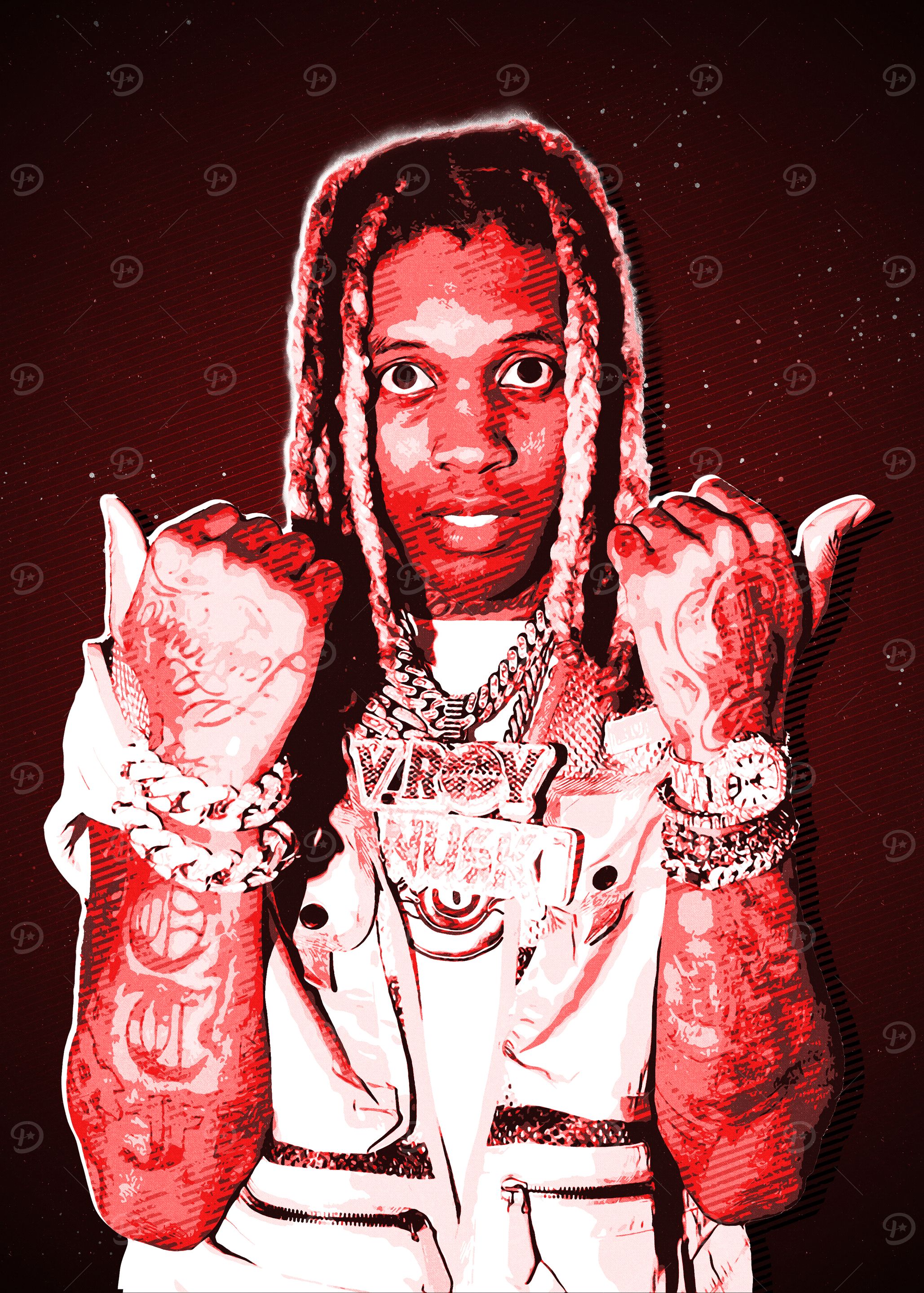 'Lil Durk Poster, picture, metal print, paint by Mus Mius Displate - Main Image