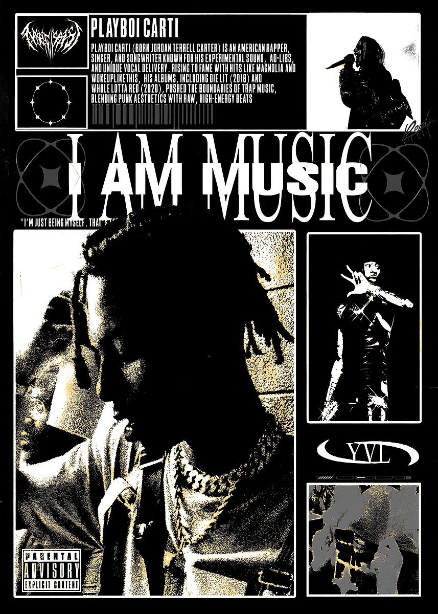 Playboi Carti - I AM MUSIC' Poster, picture, metal print, paint by