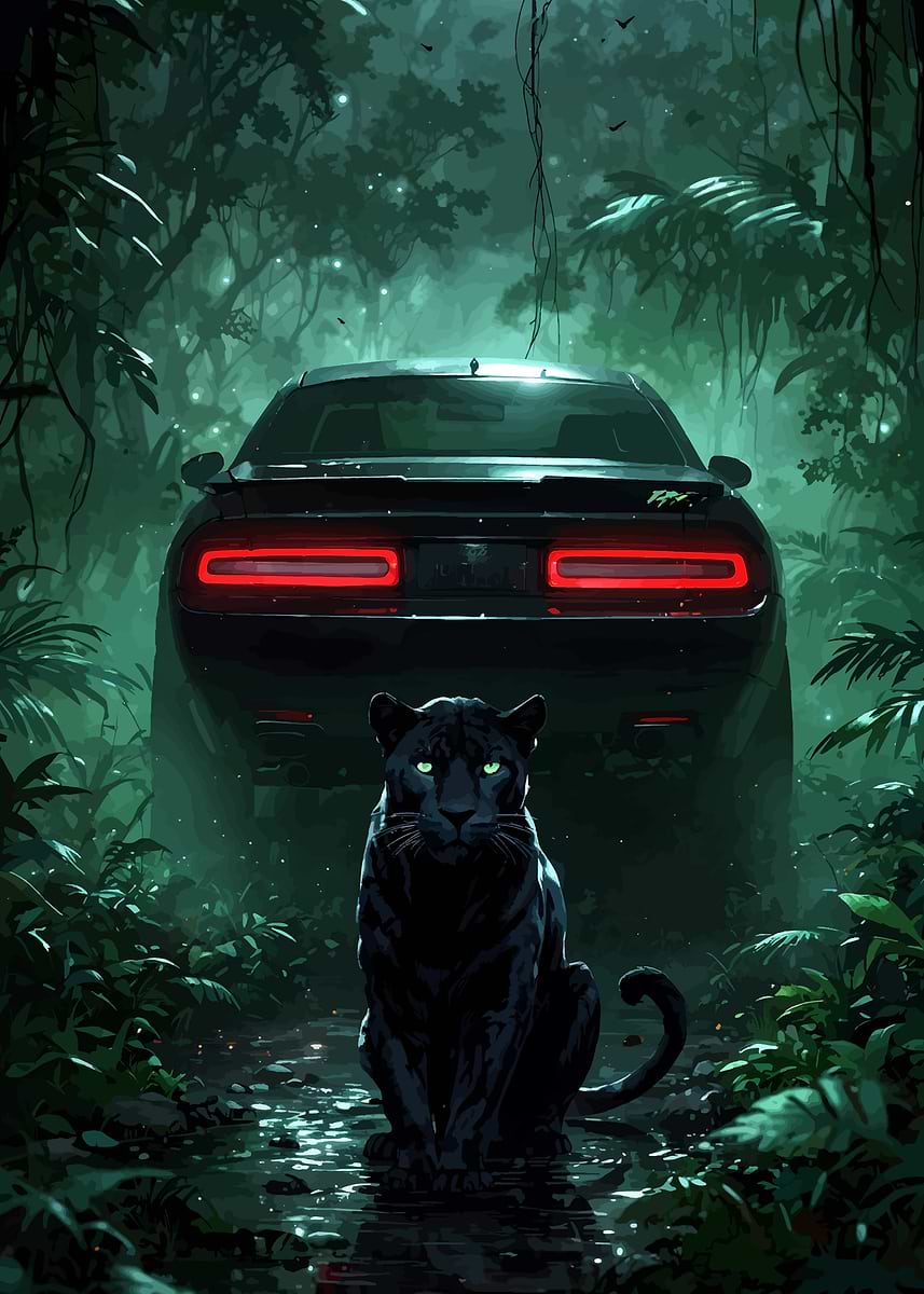 Black Panther Hellcat Dodge Challenger' Poster, picture, metal