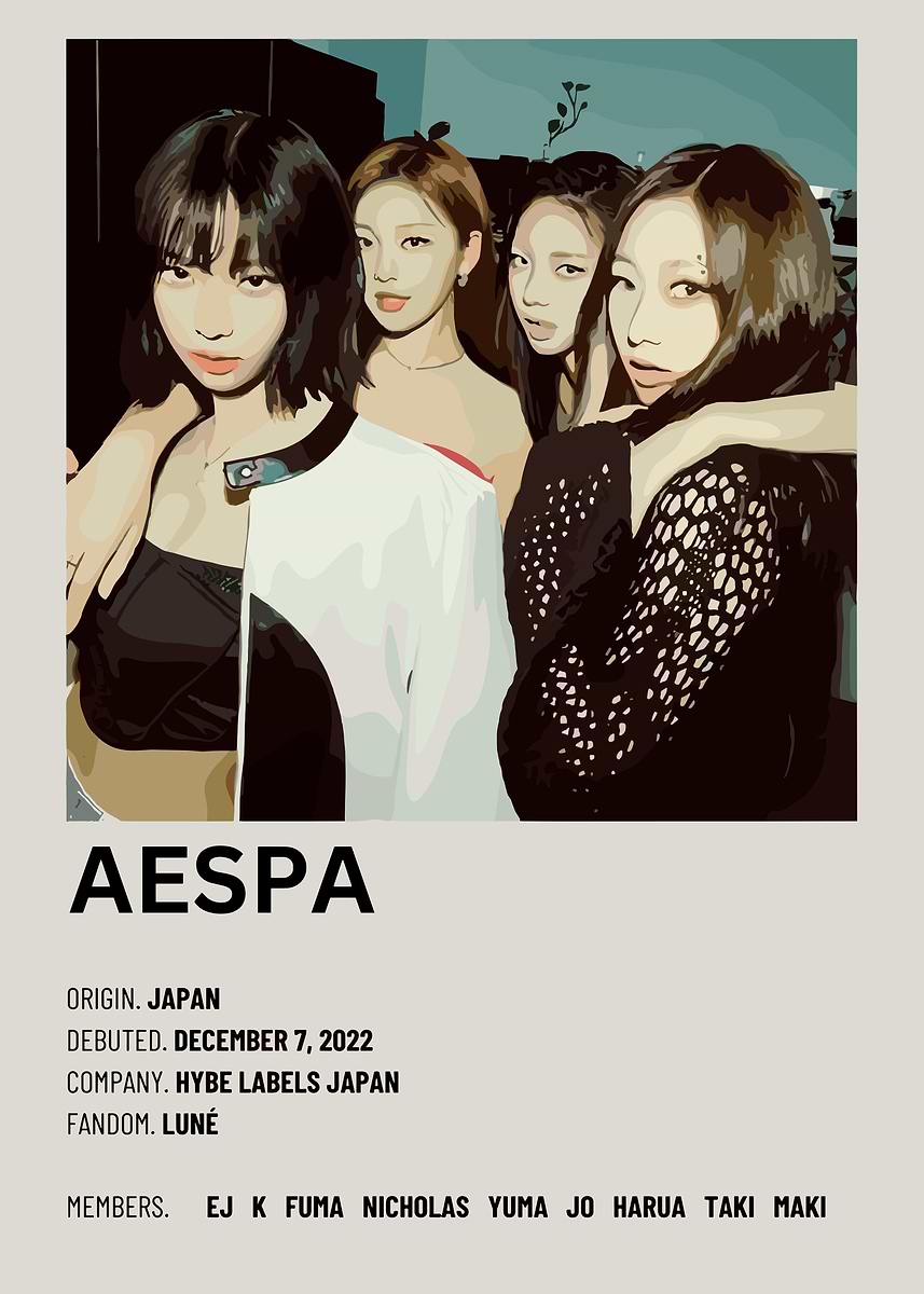 Aespa Poster K-pop Group' Poster, picture, metal print, paint by