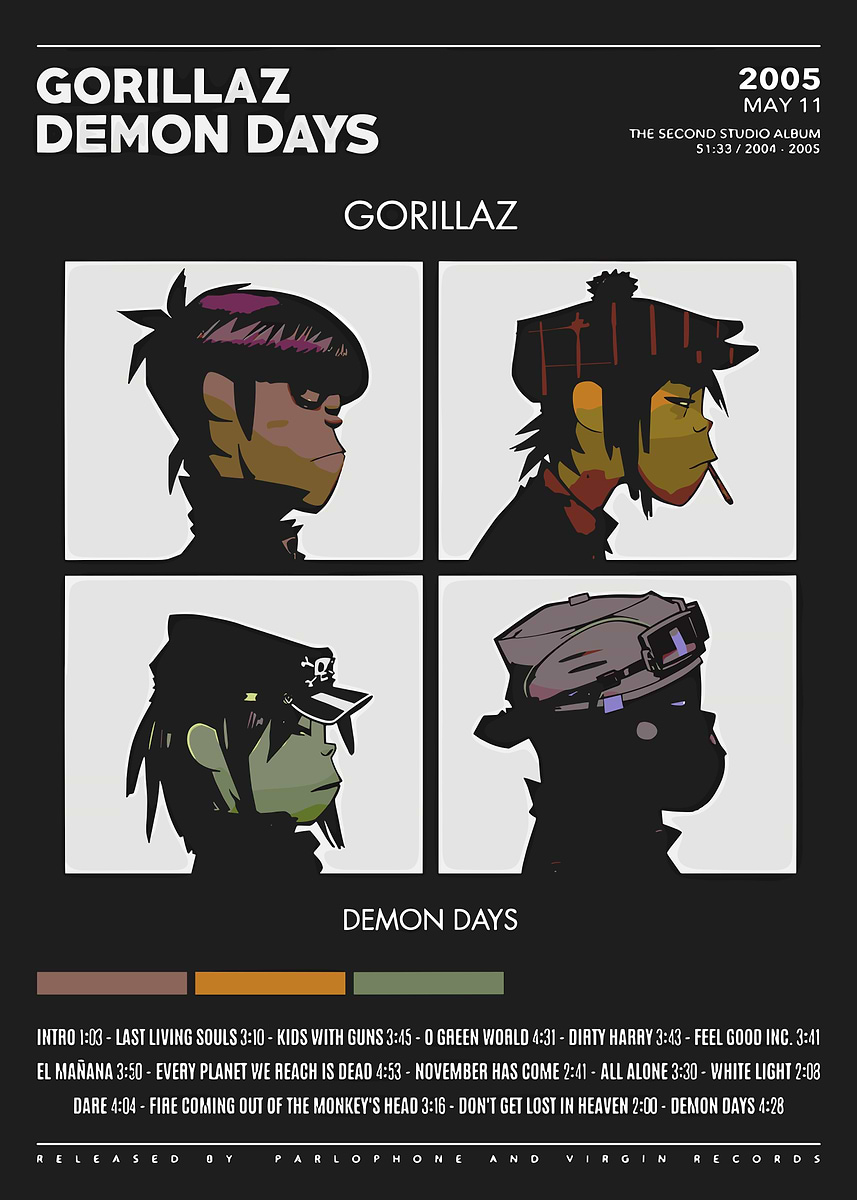 Gorillaz Demon Days Album Cover' Poster, picture, metal