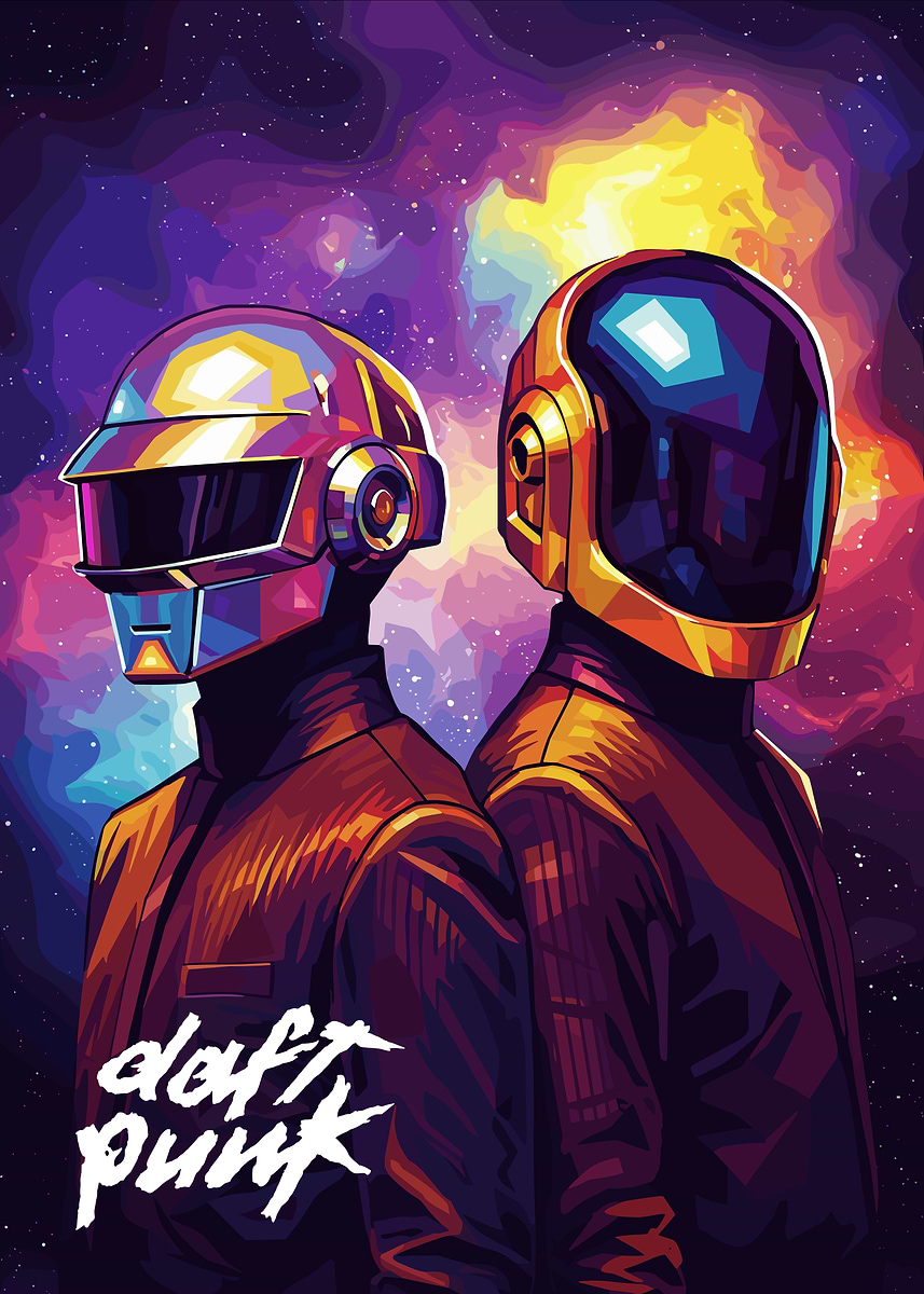 Daft Punk Duo in Space' Poster, picture, metal print, paint by