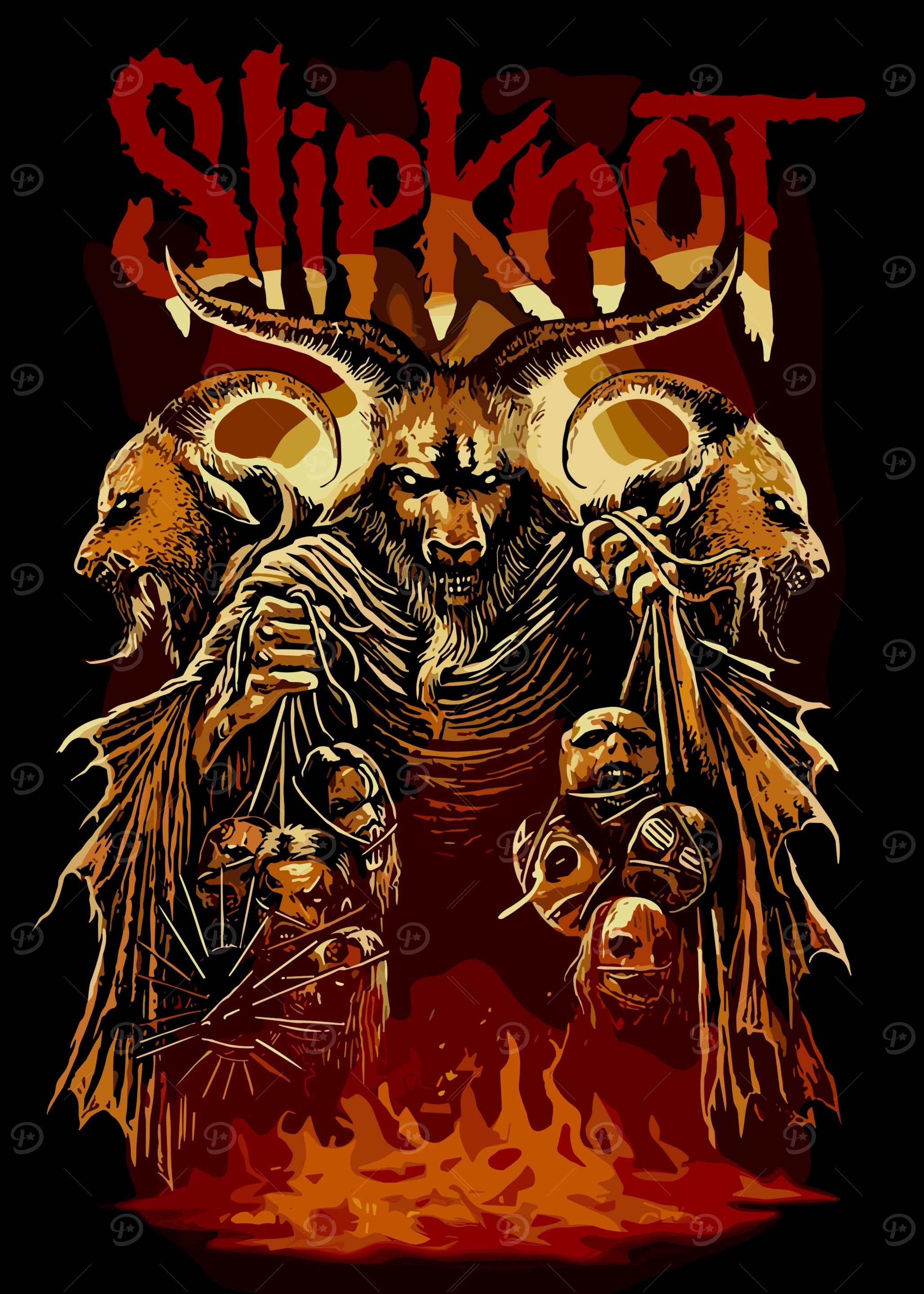 Slipknot Graphic Art with Demonic Figures' Poster, picture, metal