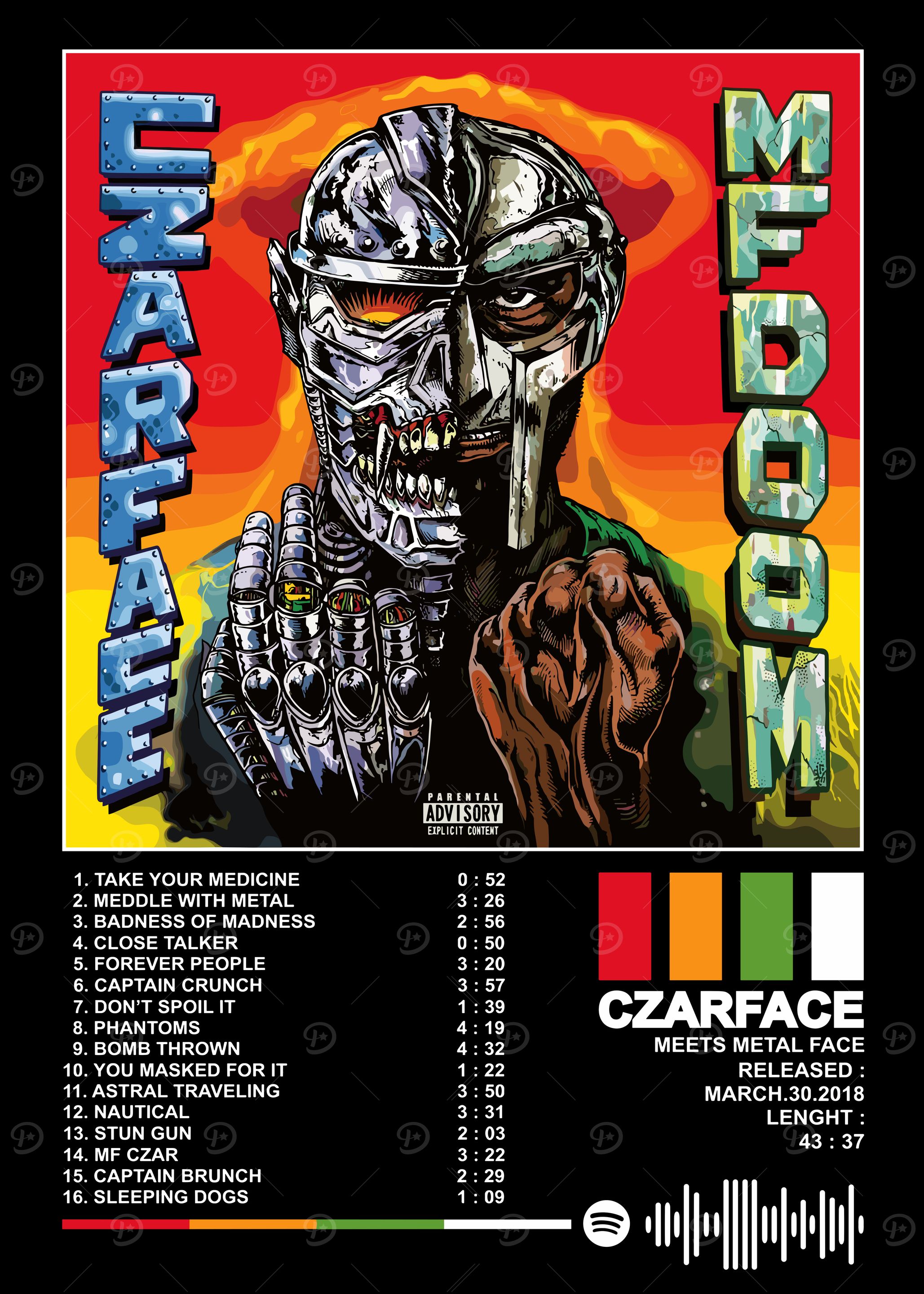 MFDOOM Czarface Meets Metal Face Album Art' Poster, picture, metal