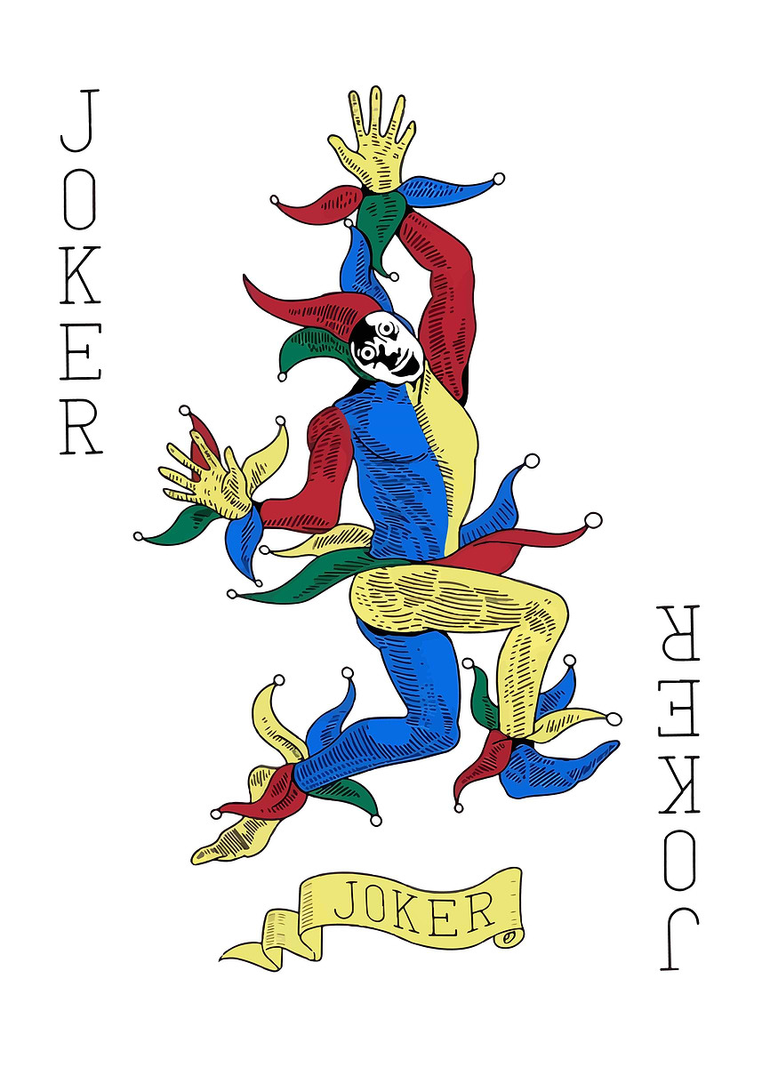 Joker Playing Card' Poster, picture, metal print, paint by Clair