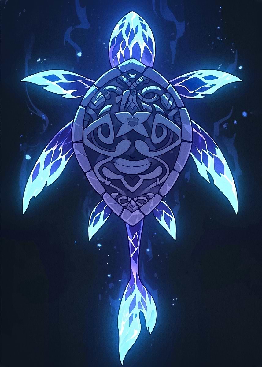 'Glowing Turtle Tribal Markings' Poster, picture, metal print, paint by ...