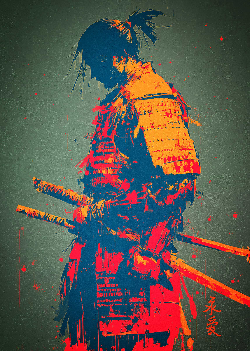 'Abstract Samurai Warrior Art' Poster, picture, metal print, paint by ...