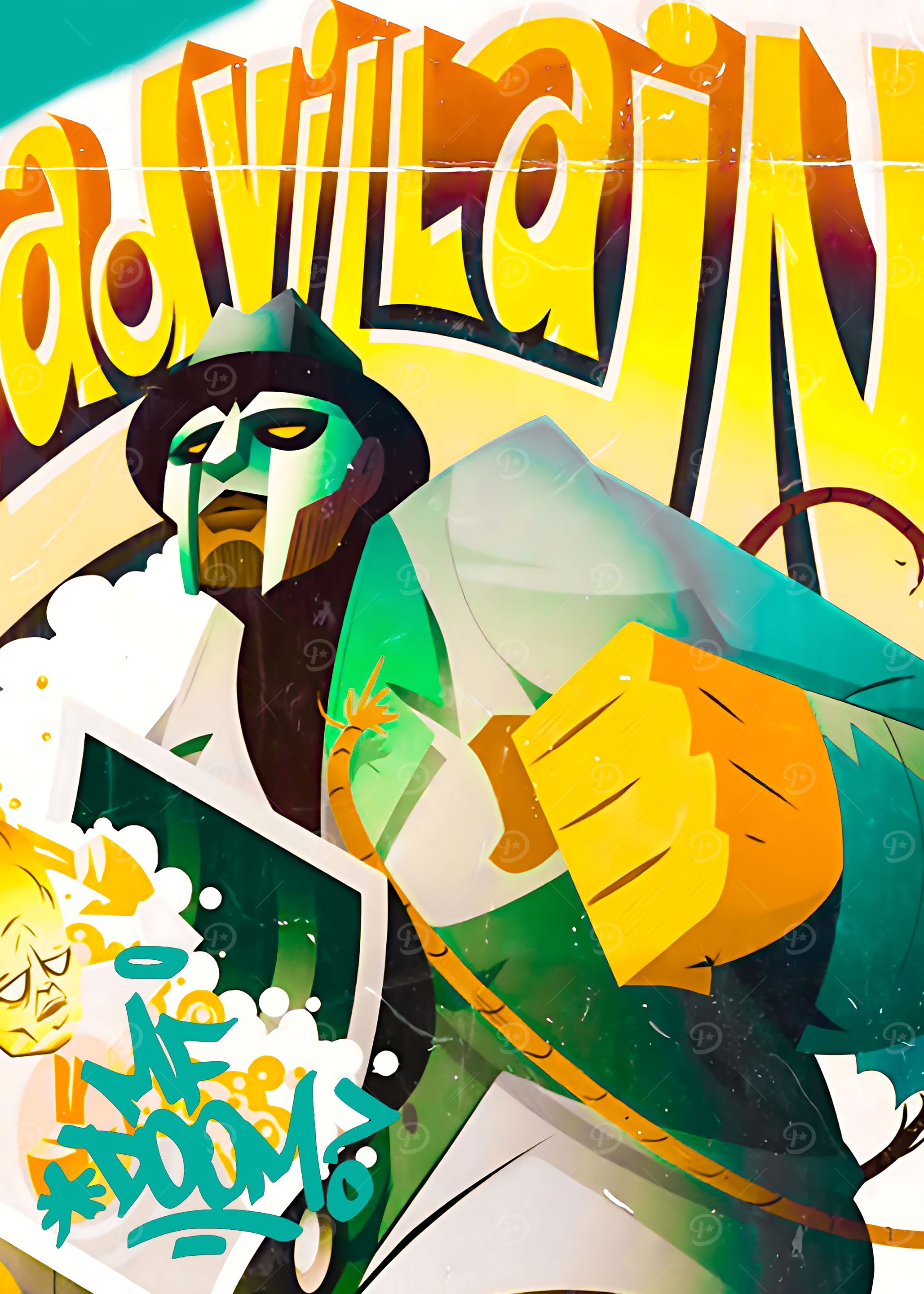 MF DOOM Villain Graffiti Art' Poster, picture, metal print, paint