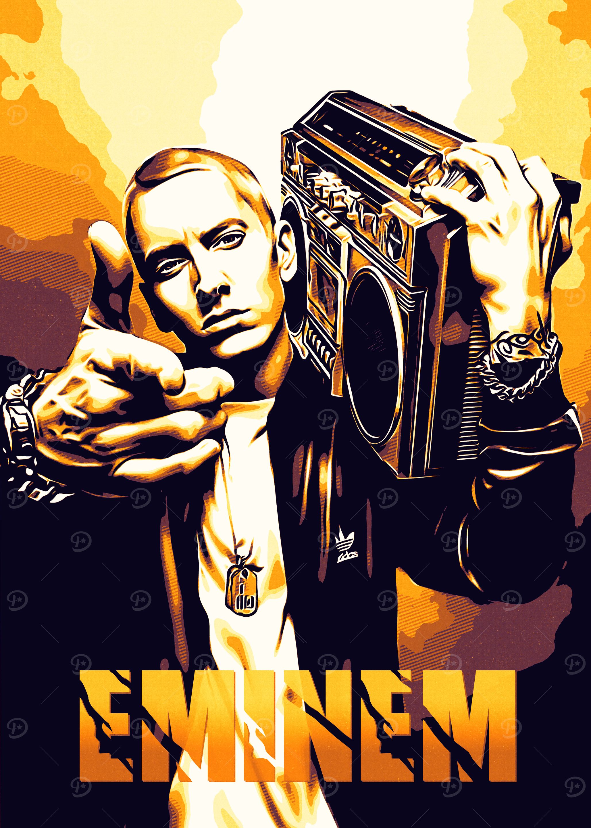 Eminem with Boombox Pop Art' Poster, picture, metal print
