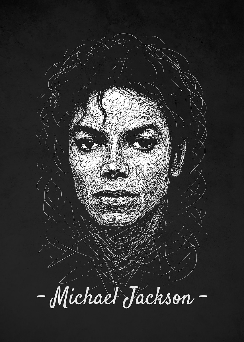 Michael Jackson Portrait Scribble Art' Poster, picture, metal