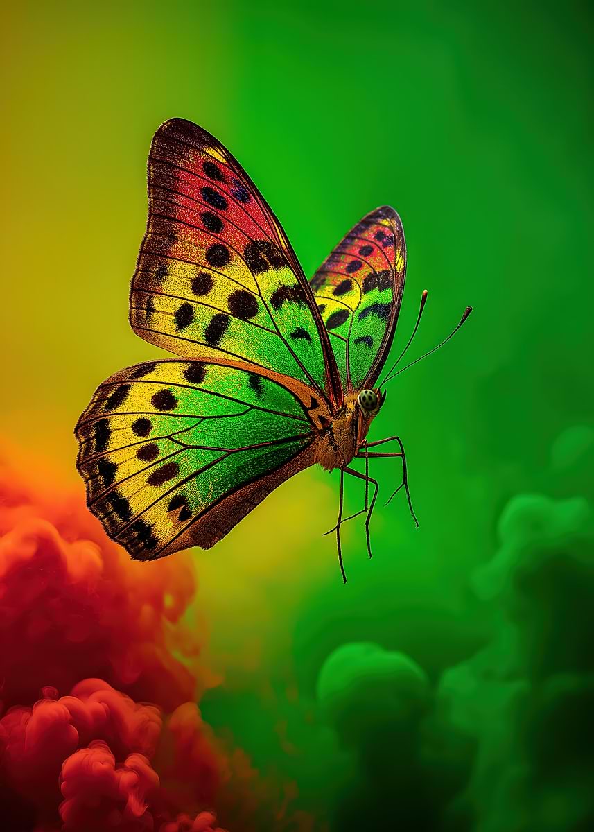 'Rasta Butterfly' Poster, picture, metal print, paint by ...