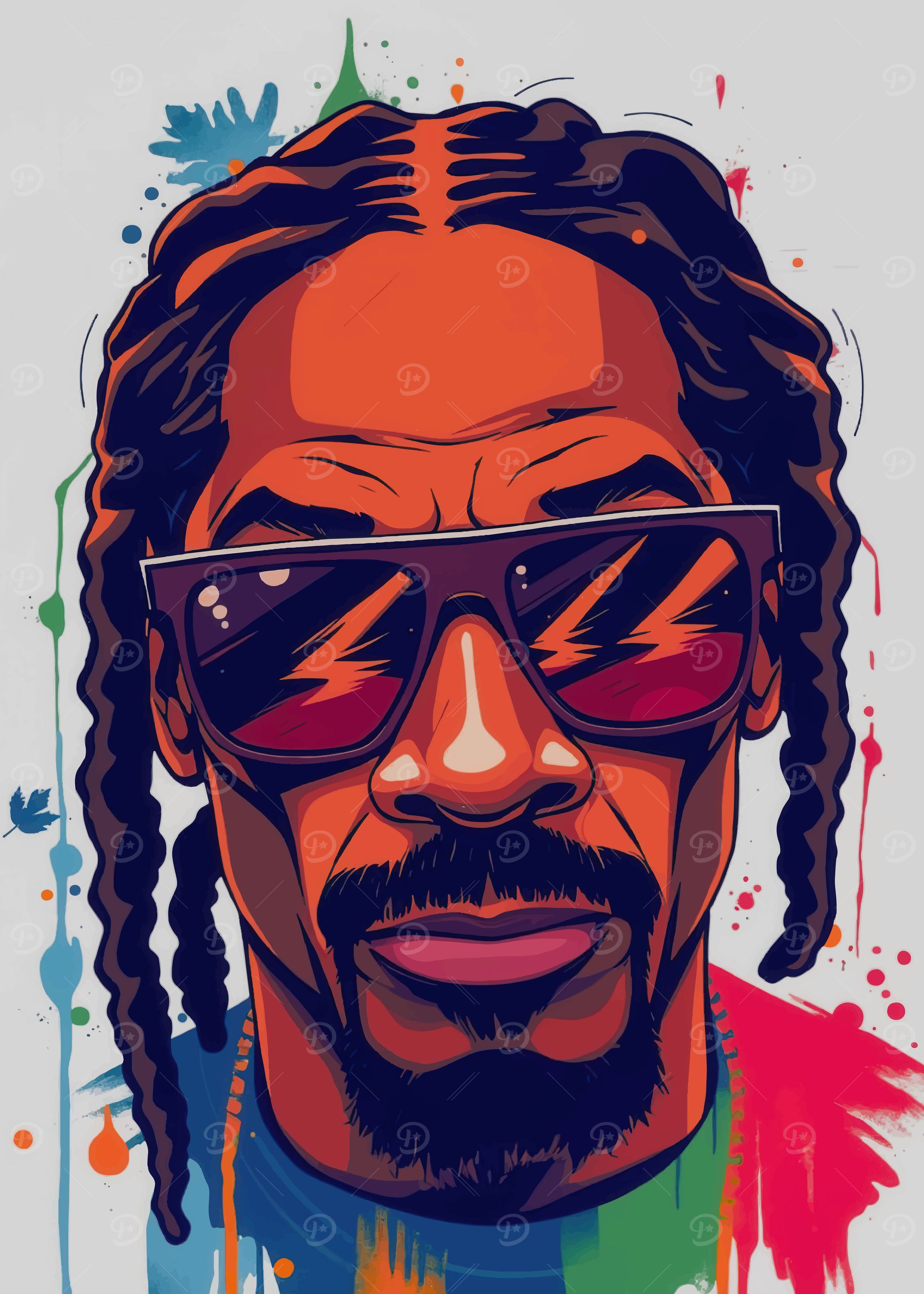 Snoop Dogg Portrait with Colorful Accents' Poster, picture, metal