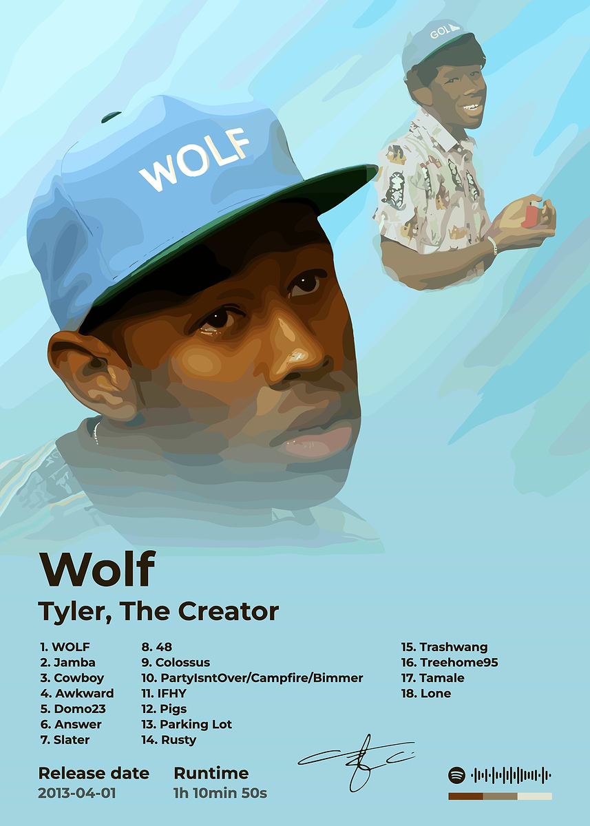 Tyler The Creator ポスター tyler the creator Wolf Album Cover' Poster, picture, metal
