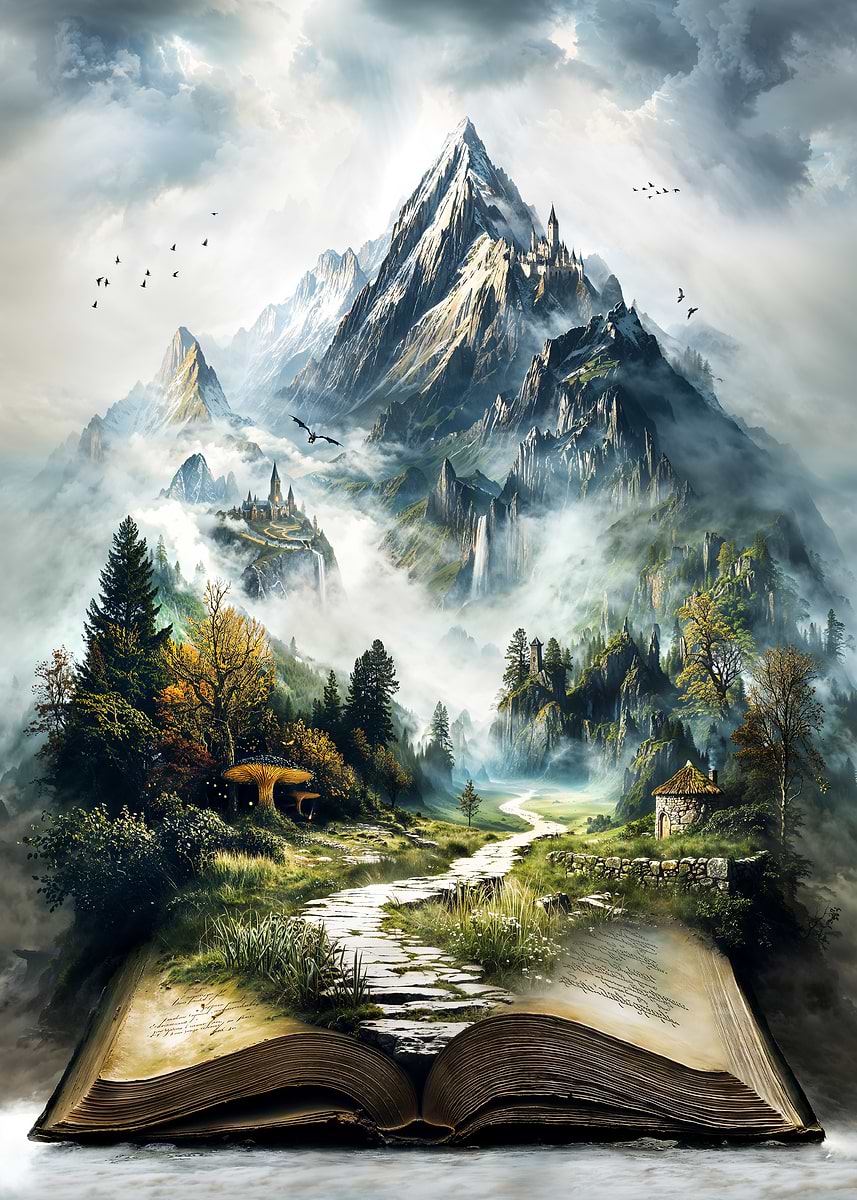 Tome of Endless Realms — from the Forgotten Fantasy Realms collection, a Pixaverse metal print