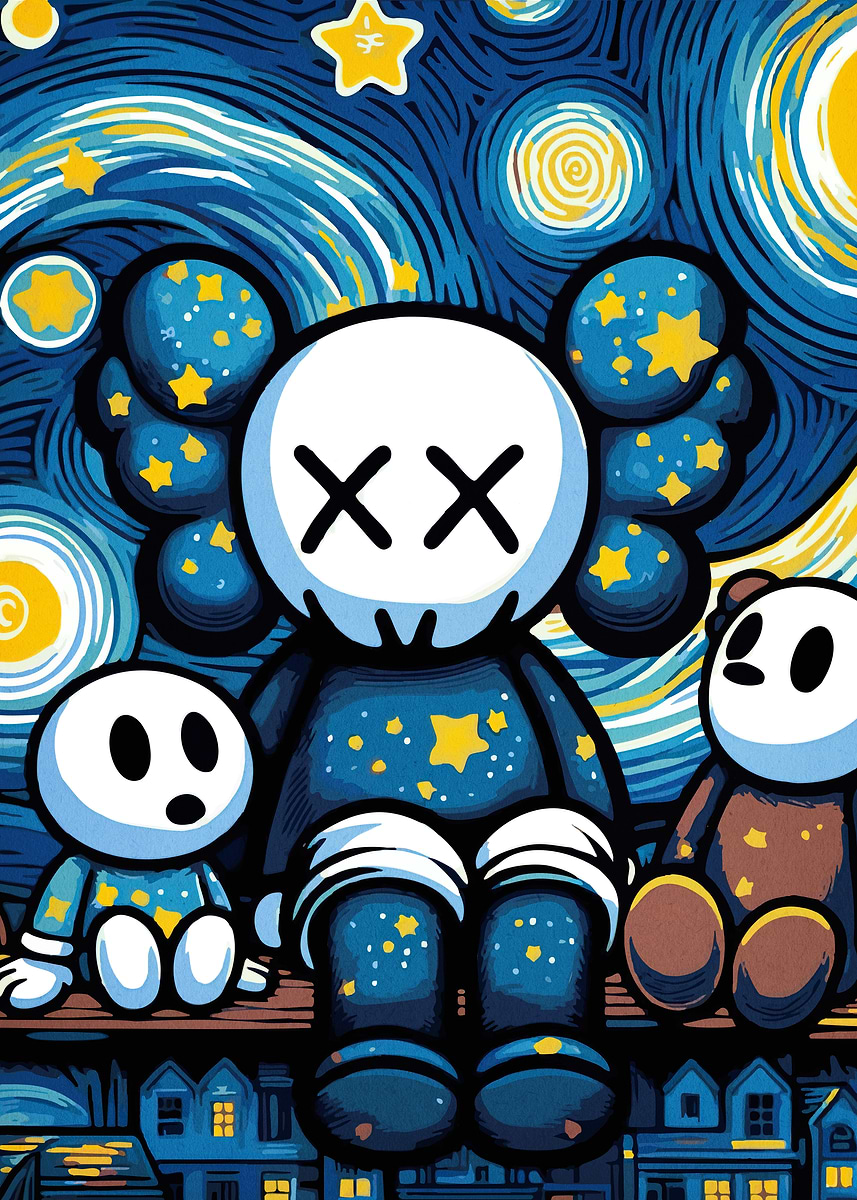 KAWS Starry Night Inspired ' Poster, picture, metal print, paint