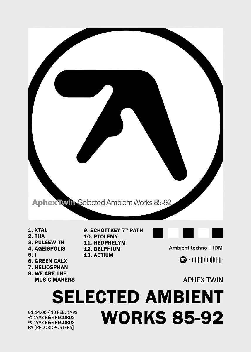Aphex Twin - Selected Ambient Works' Poster, picture, metal