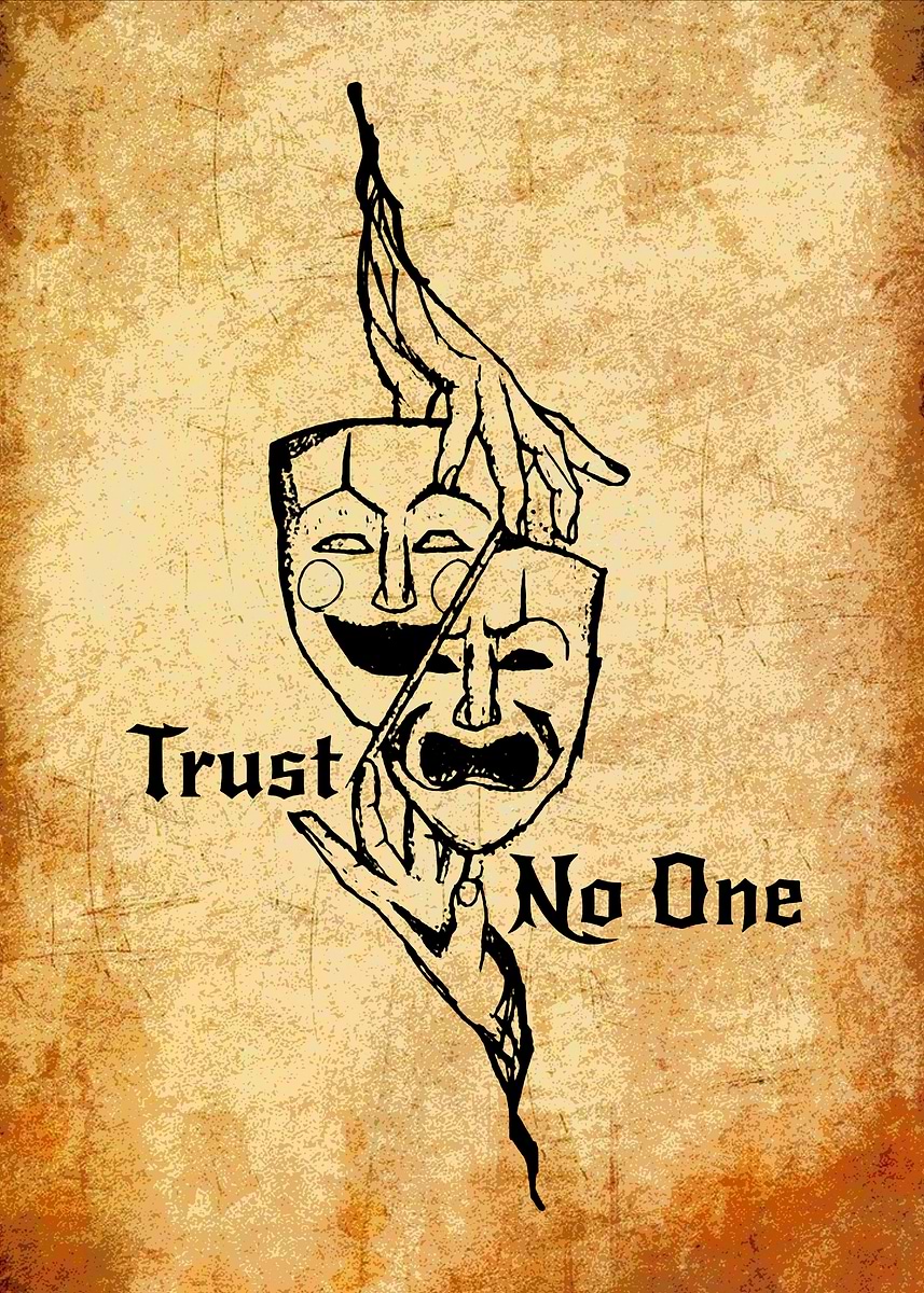 'Trust No One Masks' Poster, picture, metal print, paint by THREE SIXTY ...