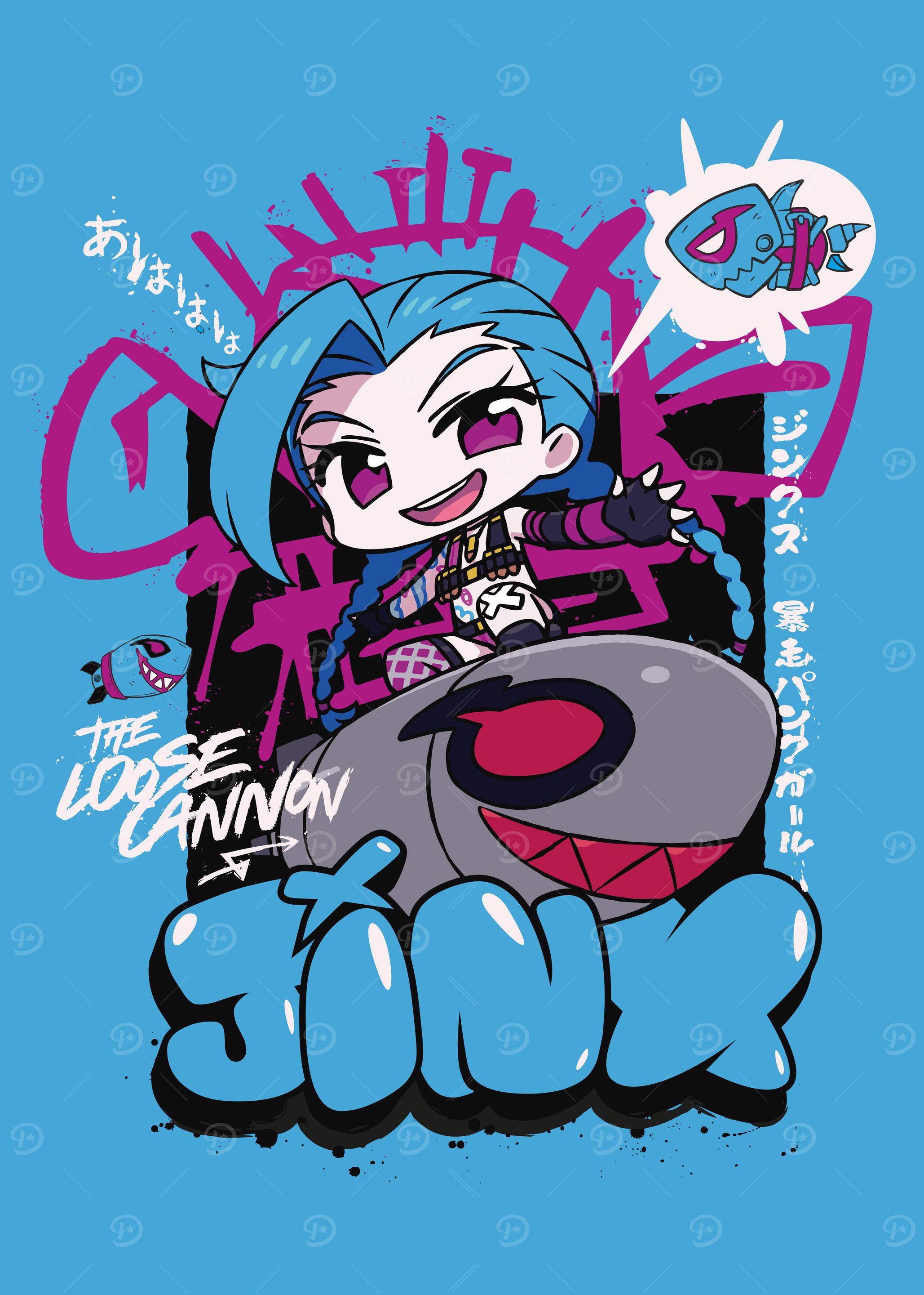 Chibi Jinx' Poster, picture, metal print, paint by League of