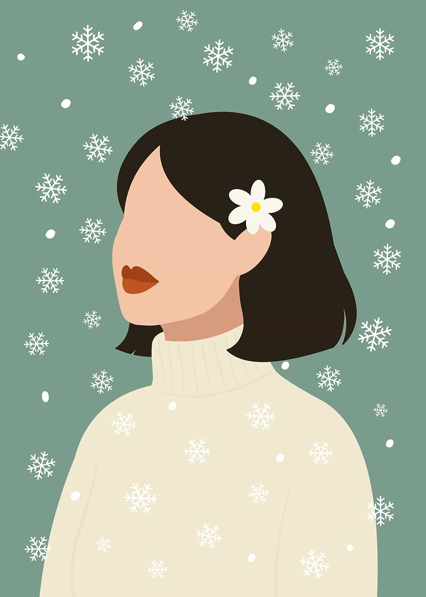 Snowflake Woman 'Woman with Snowflakes in Winter Coziness ' Poster, picture, metal ...