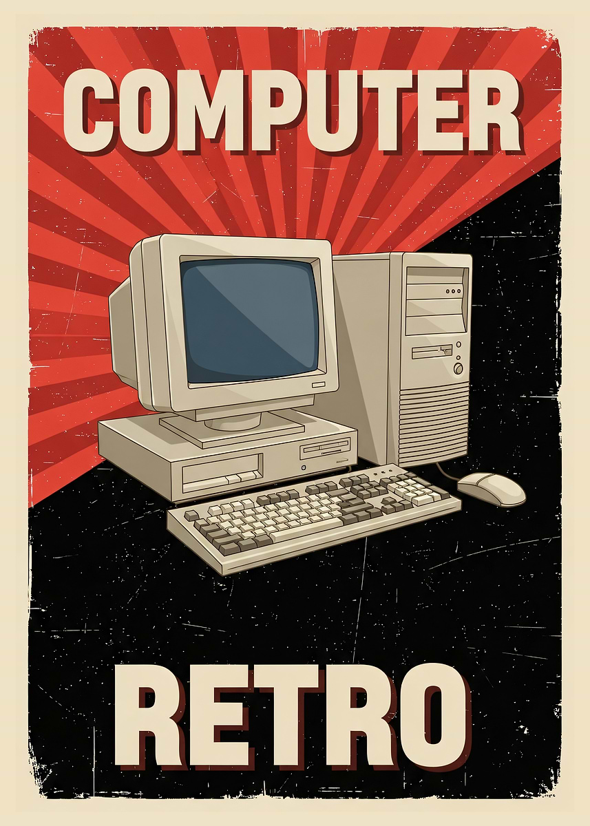 'Retro Computer Illustration' Poster, picture, metal print, paint by ...