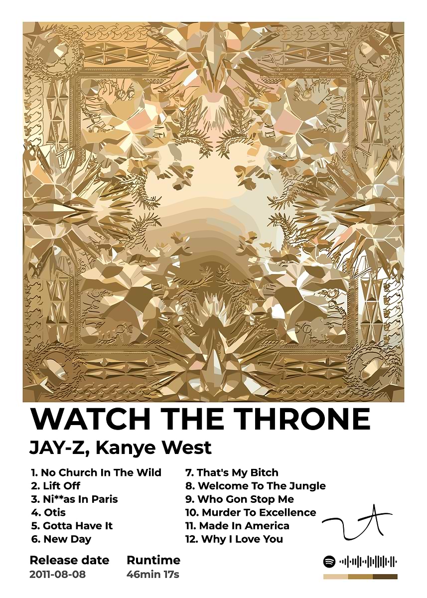 kanye west , jay z Watch The Throne Album Cover' Poster, picture