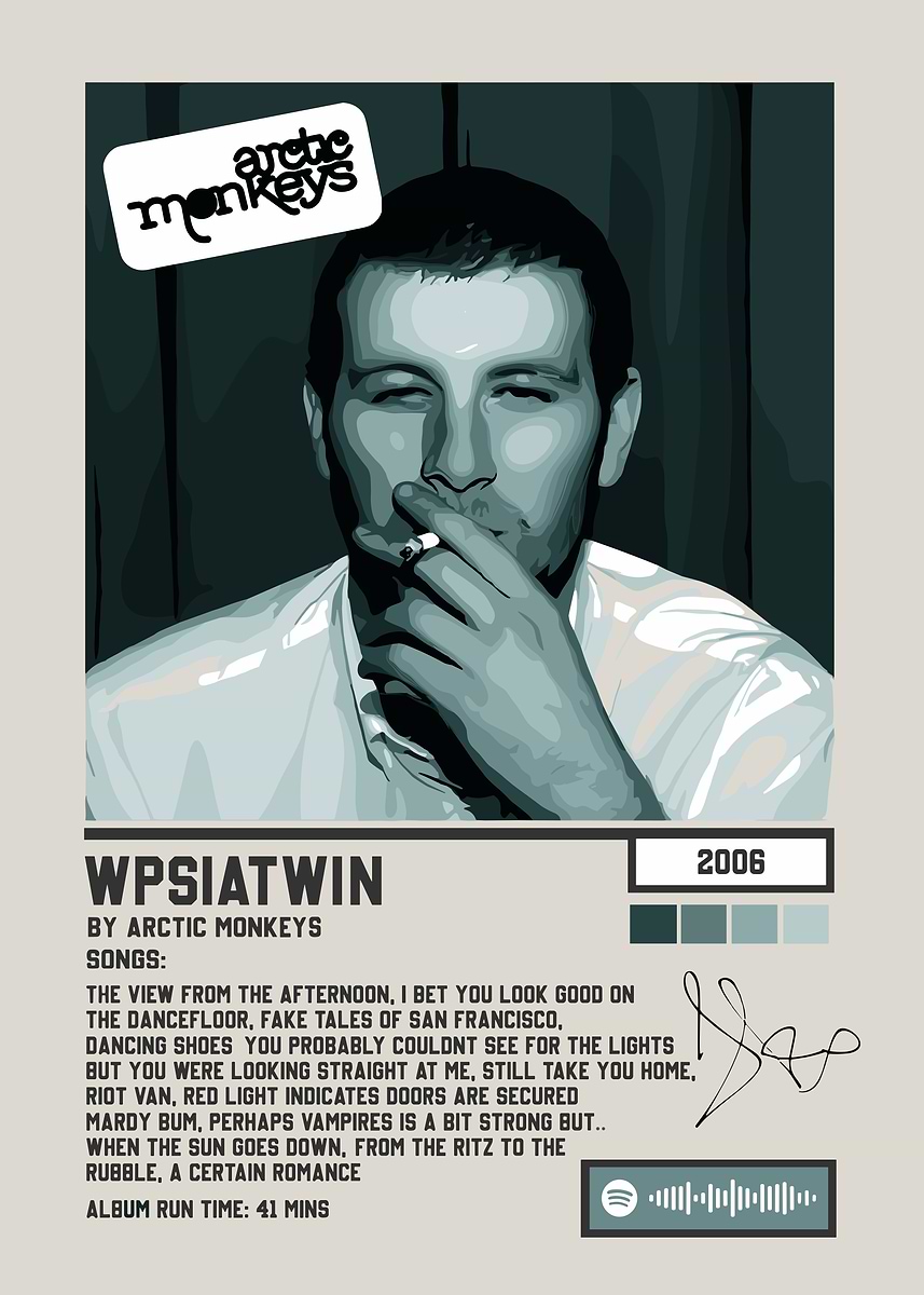 Arctic Monkeys Wpsiatwin Album Cover Art' Poster, picture, metal