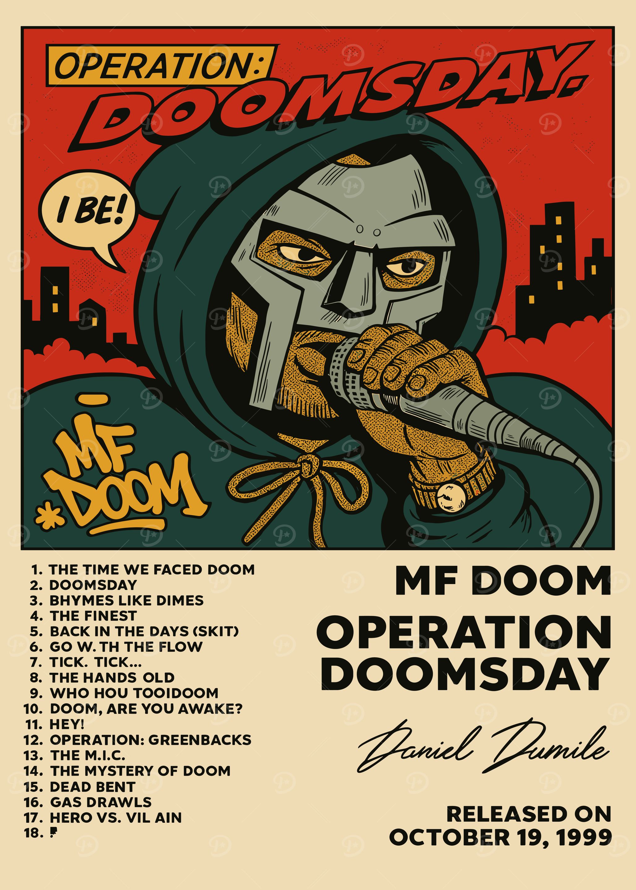 MF DOOM Operation Doomsday Album Art' Poster, picture, metal print