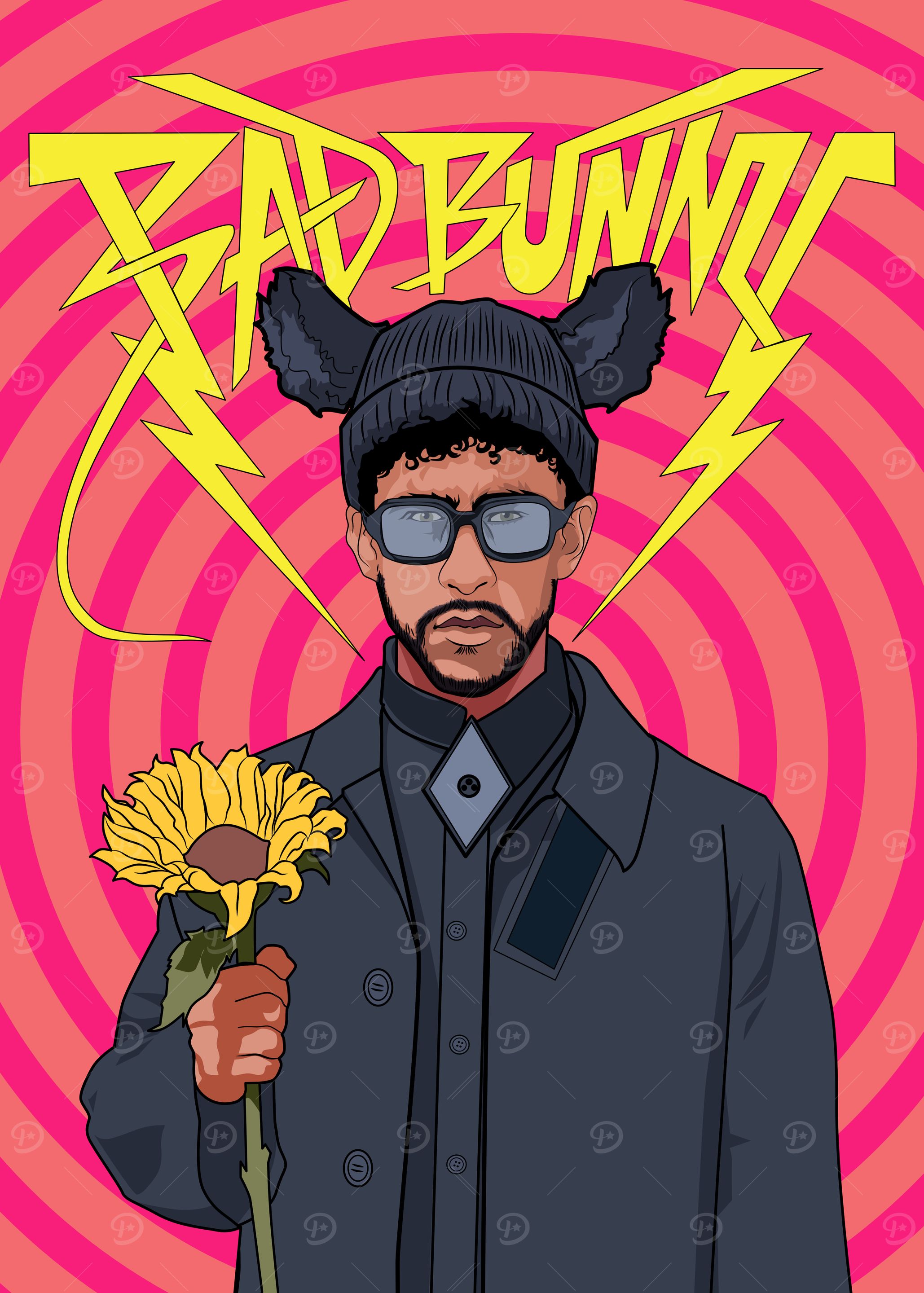 Bad Bunny ' Poster, picture, metal print, paint by geeks holic