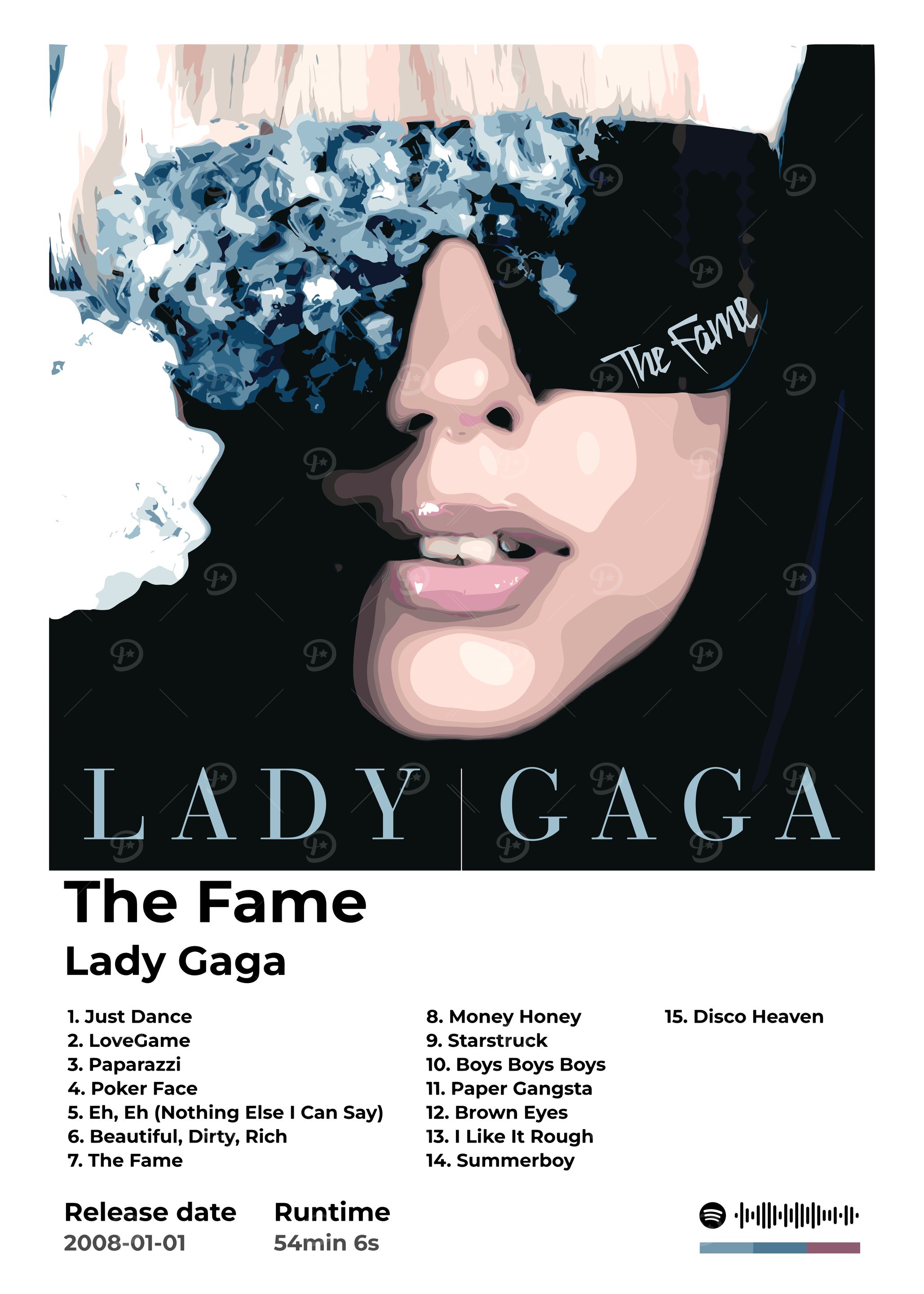 Lady Gaga - The Fame Album Cover Poster, Picture & Metal Print