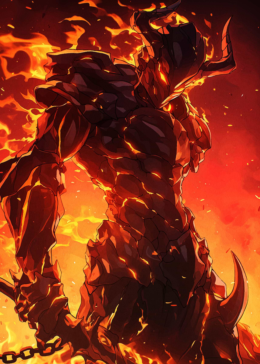 'Fiery Demon Warrior Illustration' Poster, picture, metal print, paint ...