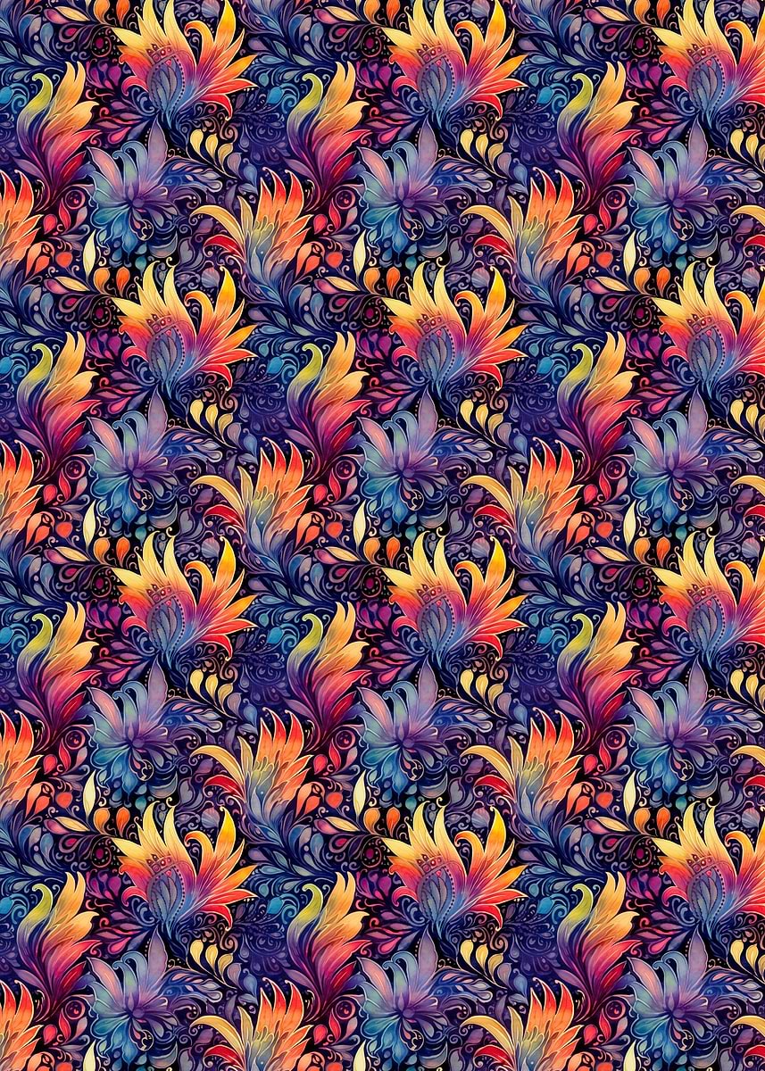 'Colorful Floral Pattern' Poster, picture, metal print, paint by ...