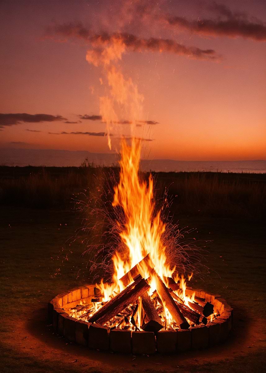 'Bonfire at Sunset' Poster, picture, metal print, paint by The Art ...
