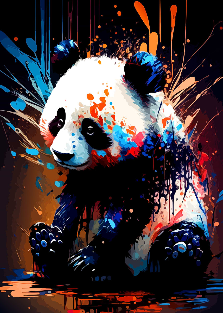 'Colorful Panda Art' Poster, picture, metal print, paint by Brad Henry ...