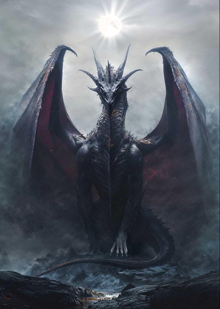 Moonlit Shadow Tyrant — from the Dragons Lair collection, a Pixaverse metal print