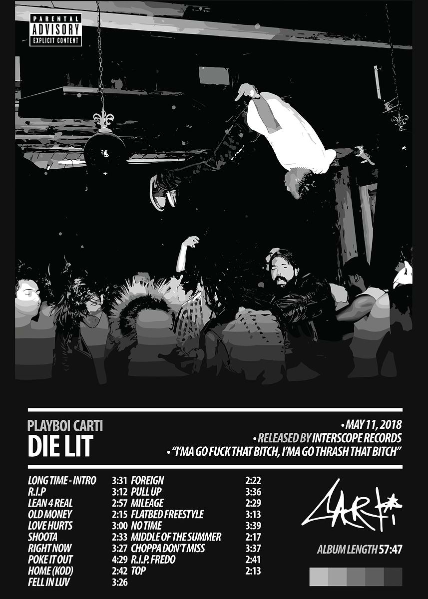 Playboi Carti - Die Lit Album Cover' Poster, picture, metal print