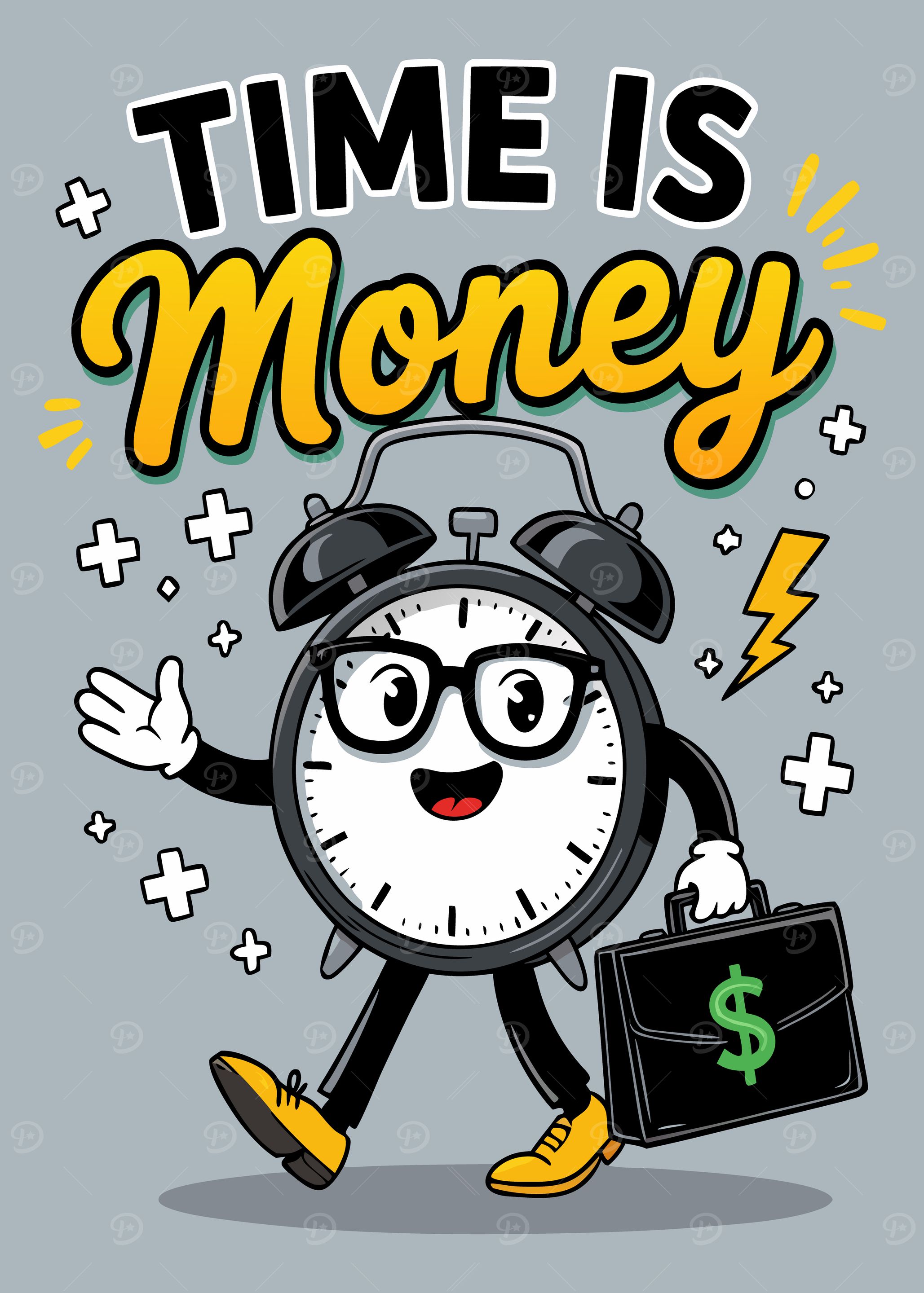 'Time is Money Cartoon Illustration' Poster, picture, metal print ...