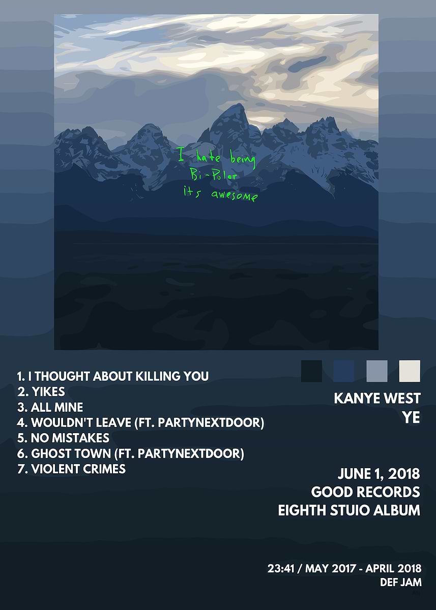 Yetler 'Kanye West - YE Album Cover' Poster, picture, metal print, paint by ...