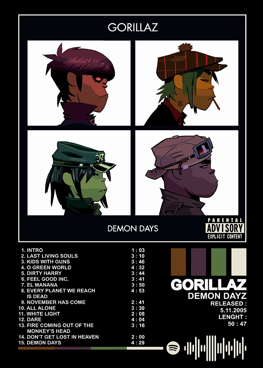 Gorillaz - Demon Days Album Cover' Poster, picture, metal print