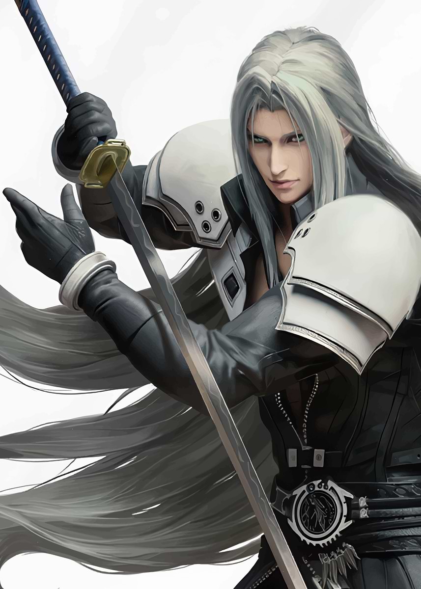 Sephiroth with Masamune' Poster, picture, metal print, paint by
