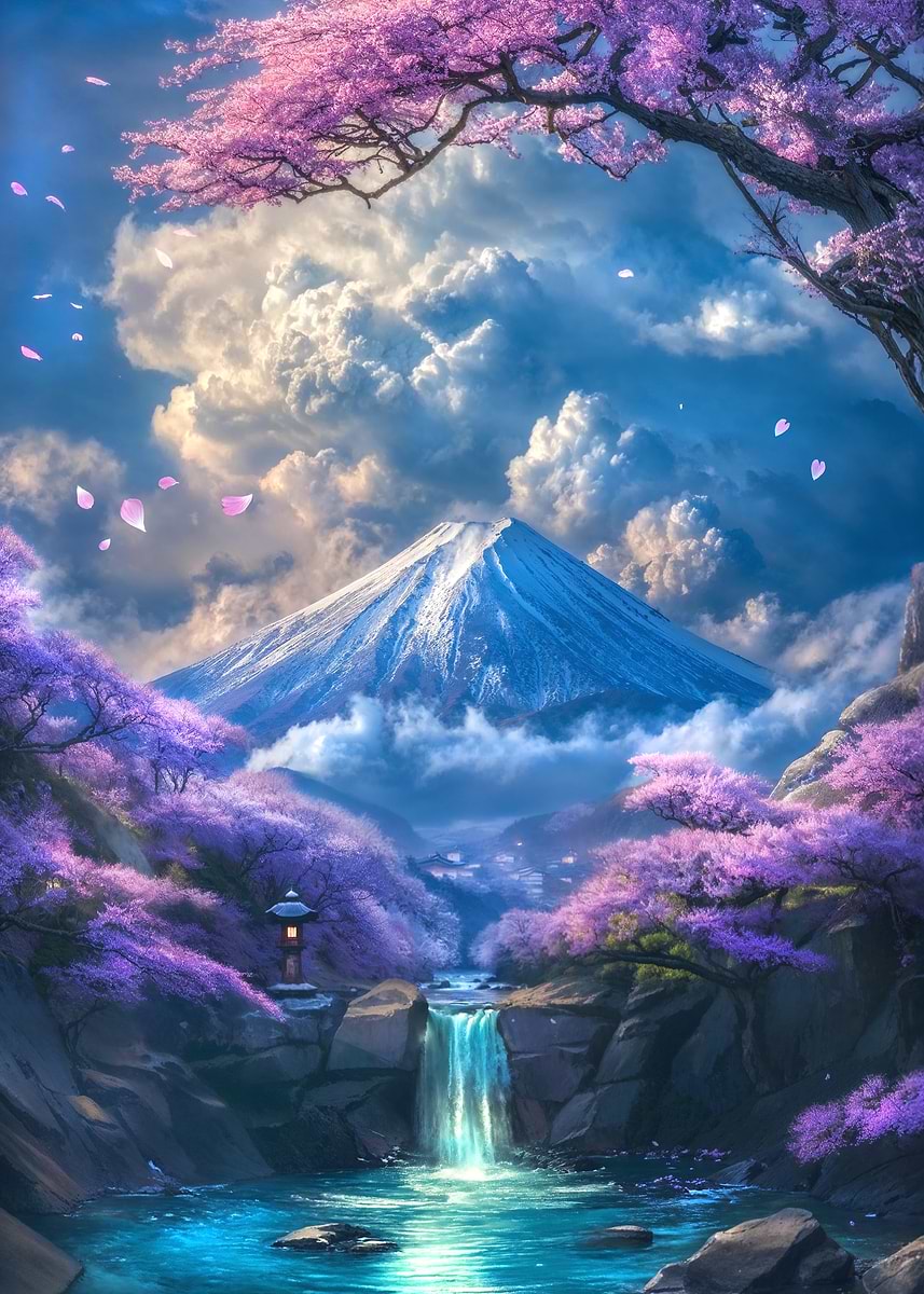 Sakura Falls of Fuji — from the Soul Of Japan collection, a Pixaverse metal print
