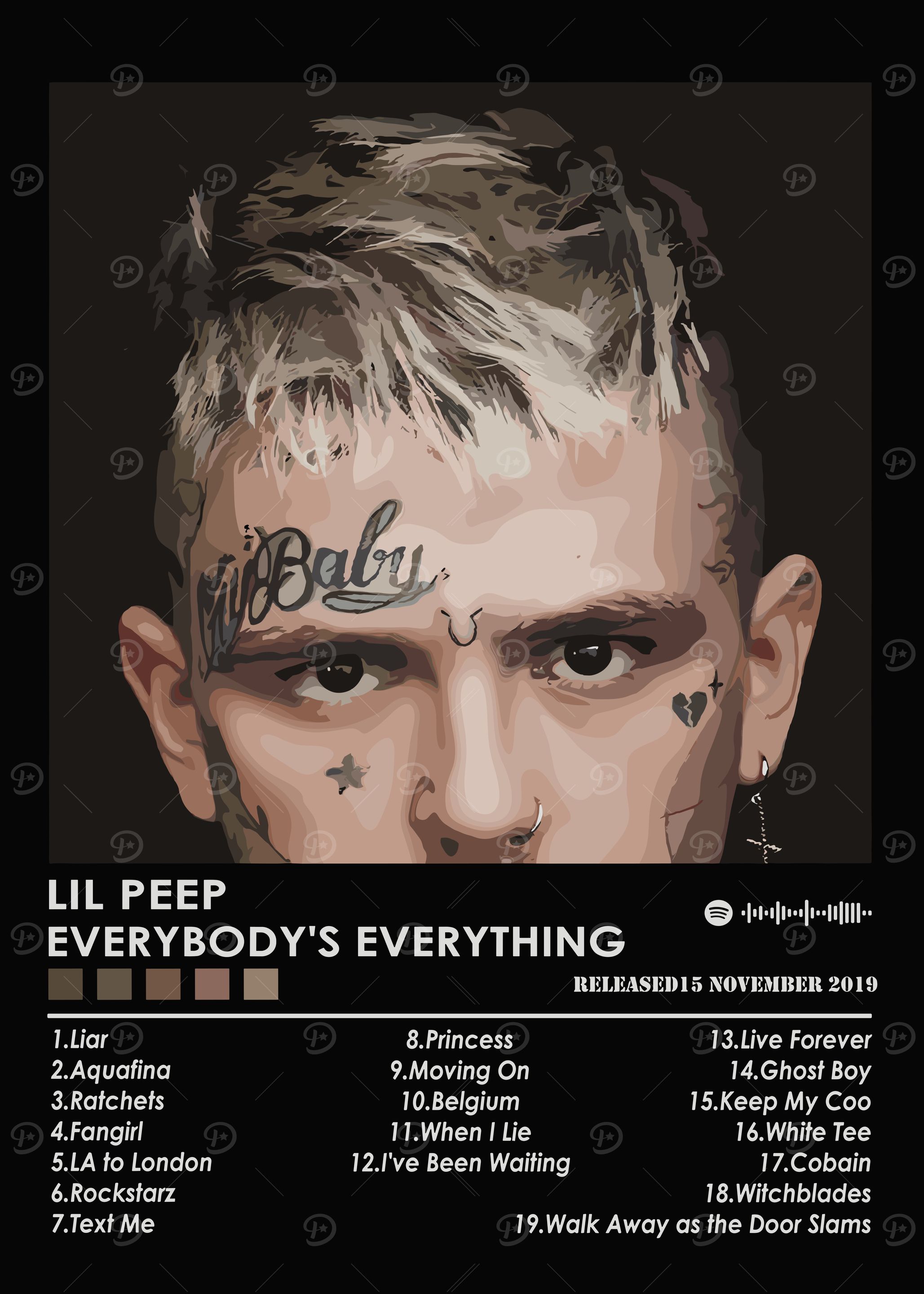 'Lil Peep Everybody's Everything Album Art' Poster, picture, metal ...