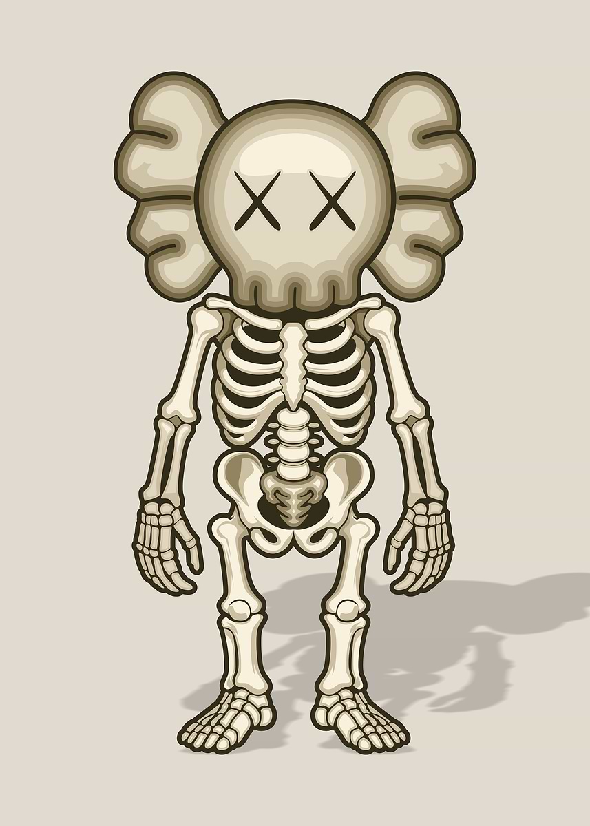 Cartoon Skeleton Figure with X Eyes' Poster, picture, metal print