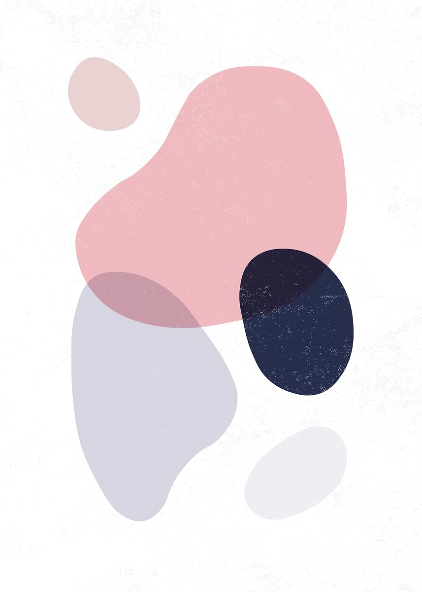 'Abstract Shapes in Pink, Blue, and White' Poster, picture, metal print ...