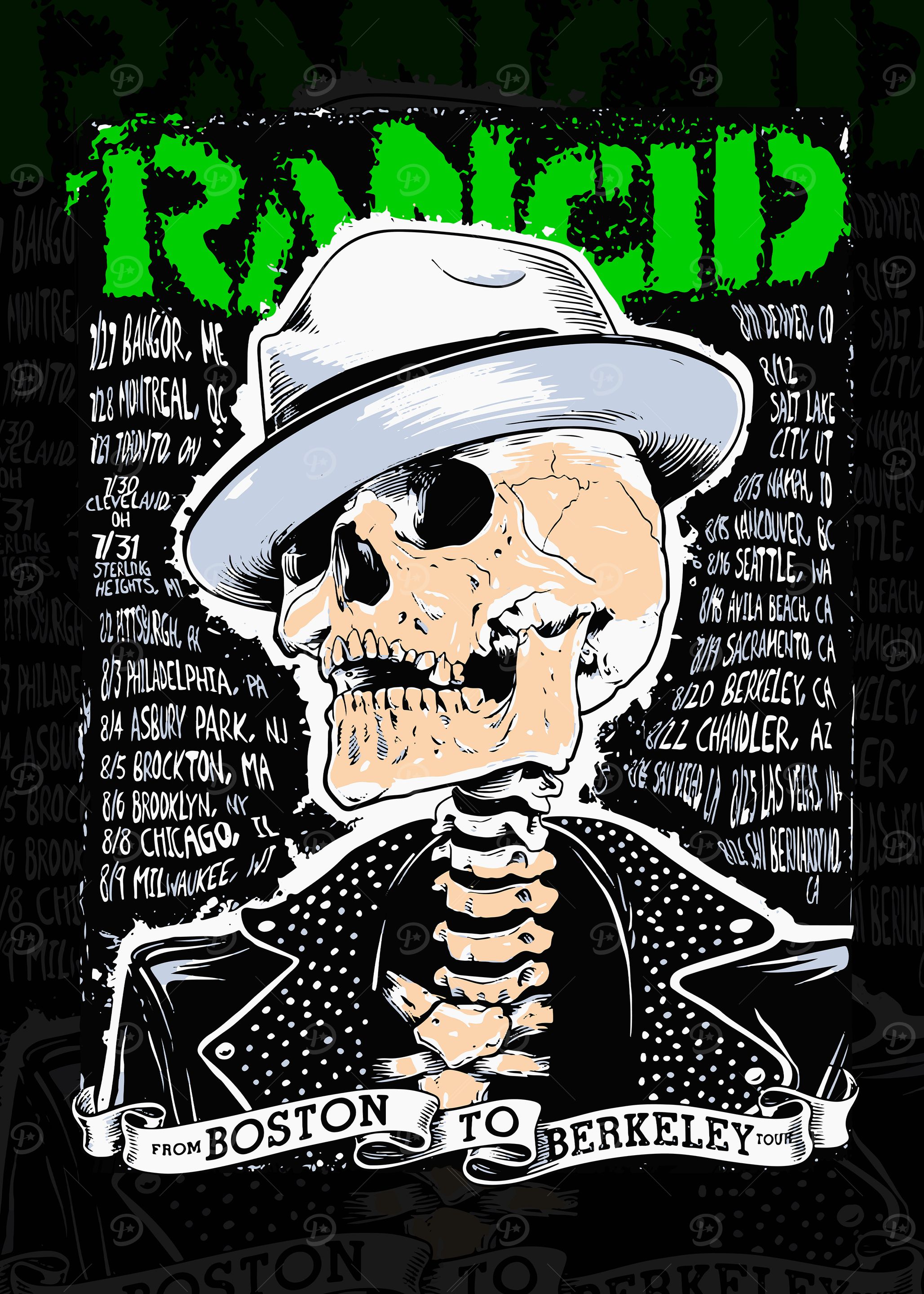 Rancid From Boston to Berkeley Tour V.2' Poster, picture, metal