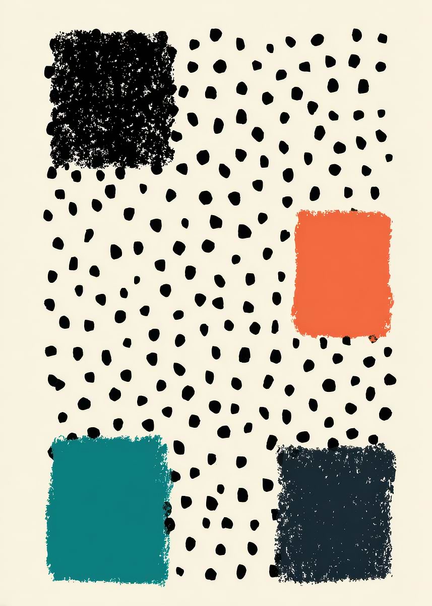 'Abstract Squares and Dots Art' Poster, picture, metal print, paint by ...