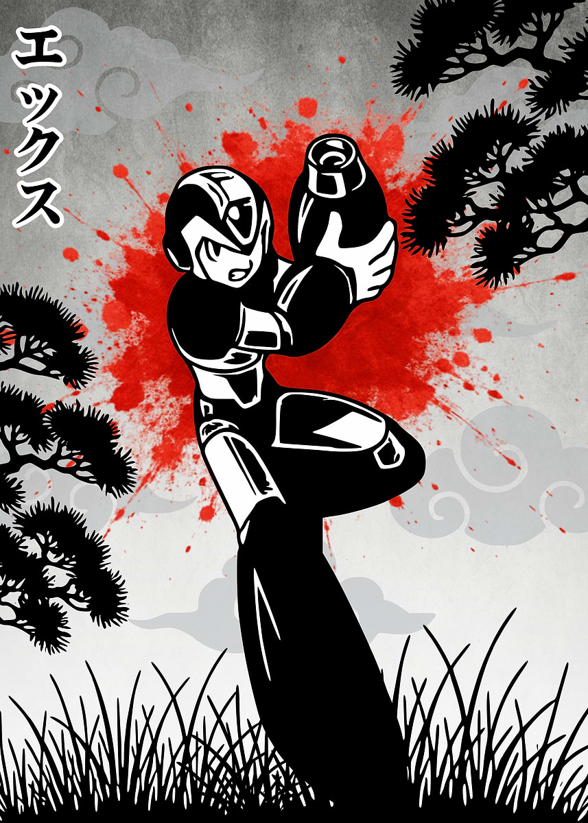 Mega Man X Japanese Style Art' Poster, picture, metal print, paint