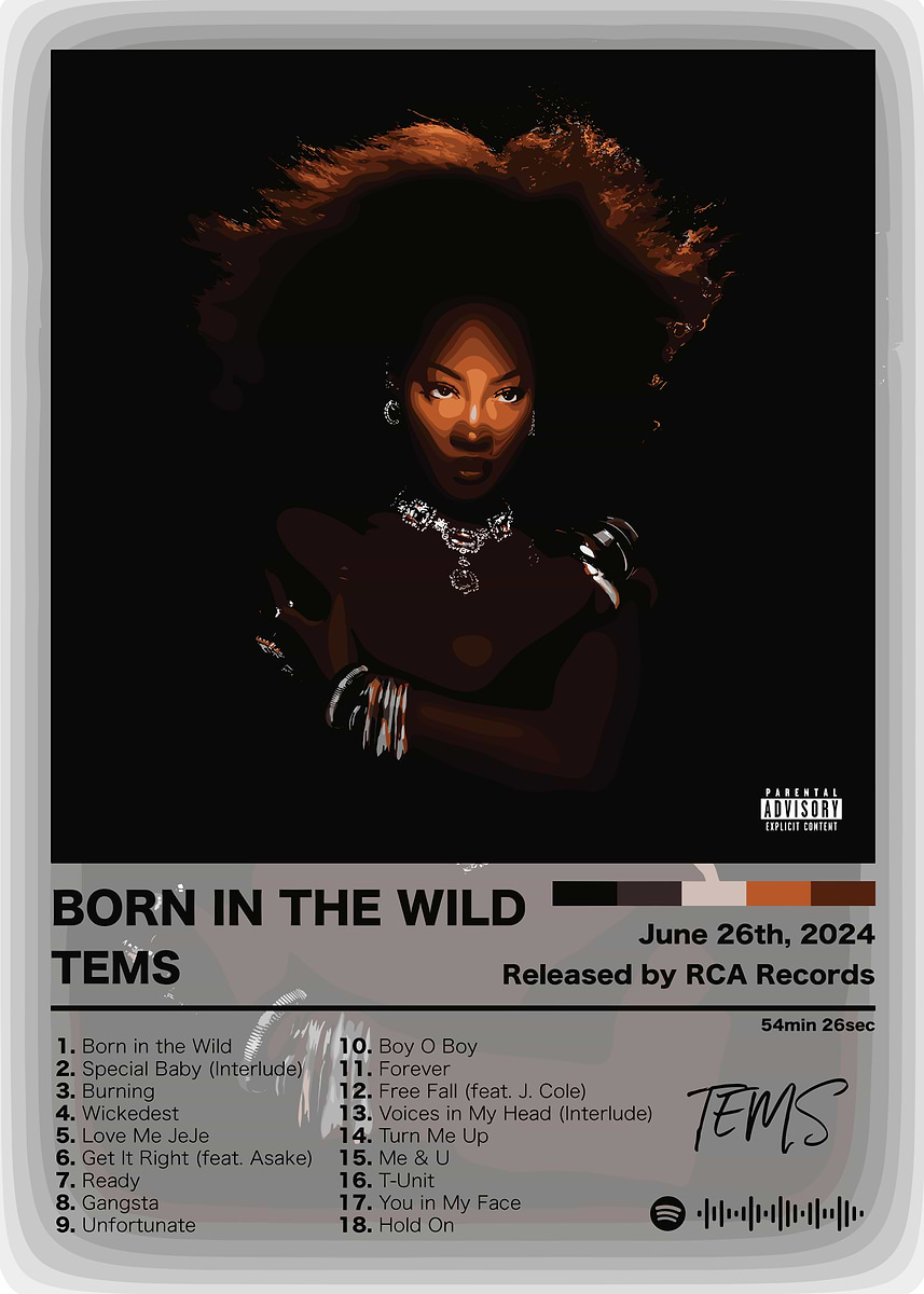 Tems - Born in the Wild Album Cover' Poster, picture, metal print