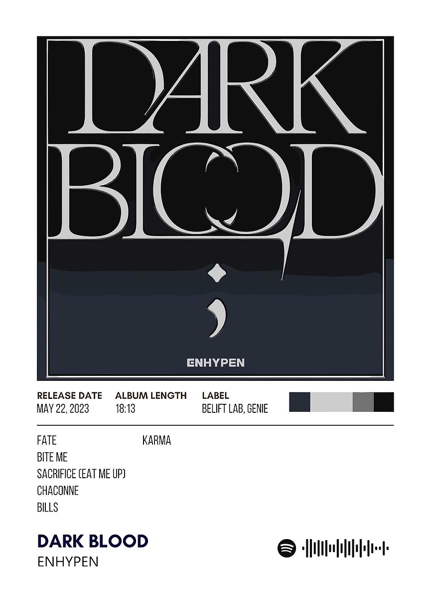 ENHYPEN Dark Blood Album Cover' Poster, picture, metal print