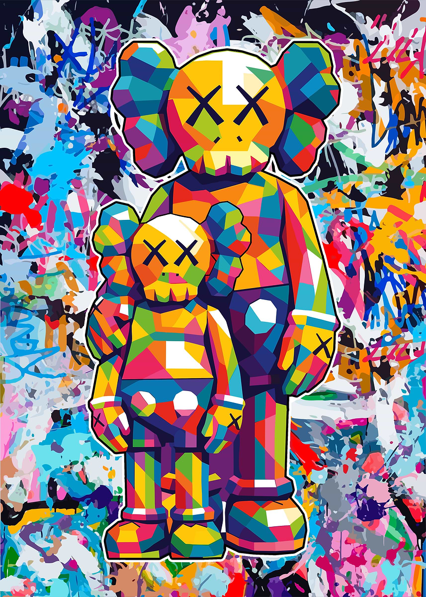 KAWS Figures Colorful Abstract Art' Poster, picture, metal print