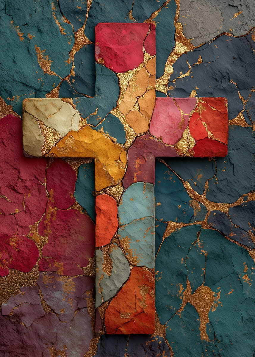 'Colorful Marble Christian Cross' Poster, picture, metal print, paint ...